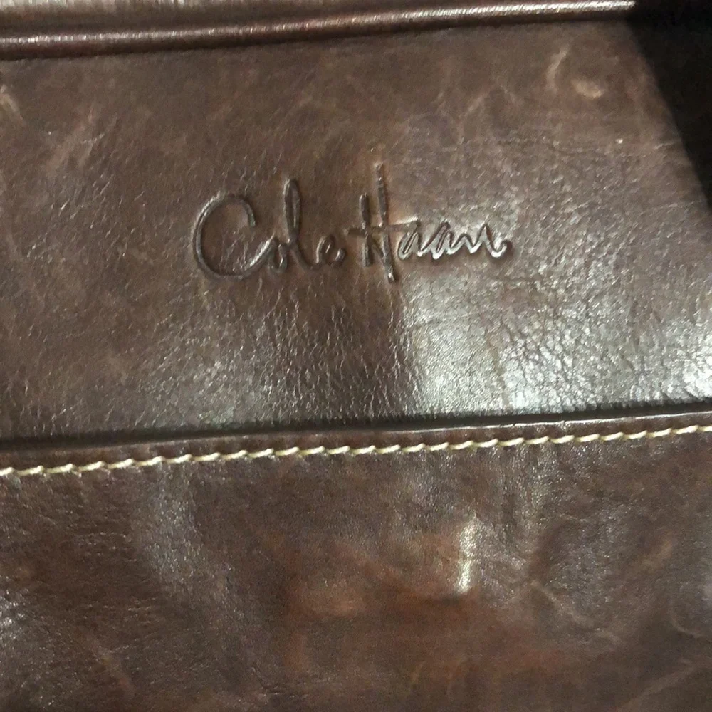 Cole Haan Brown Leather Duffel Briefcase Shoulder Bag